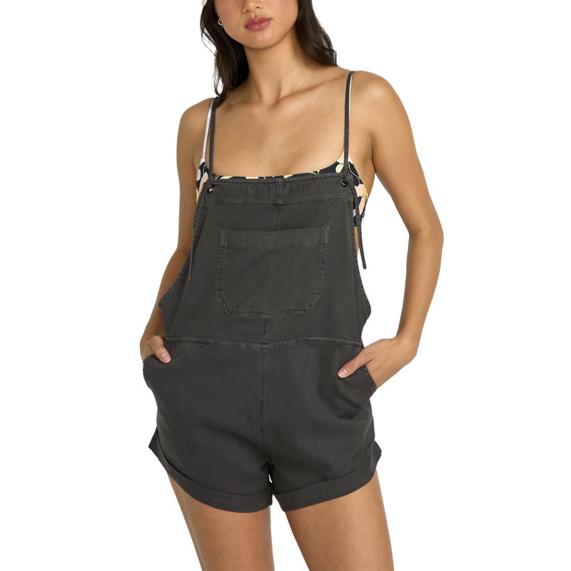 Billabong شورتات بيلابونغ النسائية المنسوجة ذات التصميم الجريء، أسود فاتح، L - Image 1